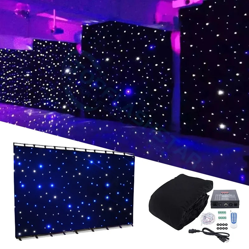 Led Starry Sky Cloth  DMX Stage Lights LED Star Curtain LED Star Cloth for Wedding Stage Show Church Wedding Party
