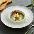 Eco-Friendly Hotel Embossed Ceramic Plate High Luxury Western Food Pasta Soup Plate High Value Tableware for Serving Straw Hat