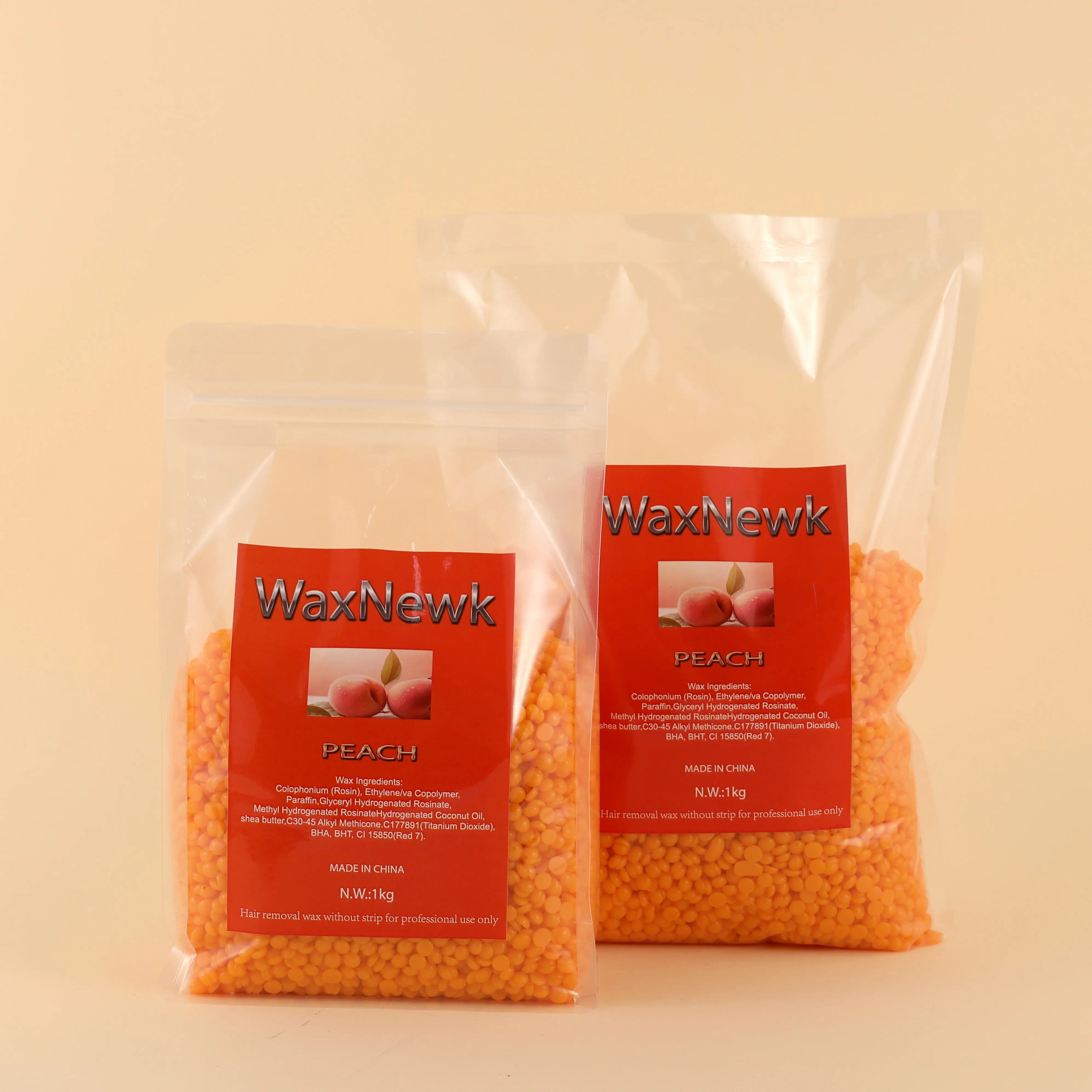 WaxNewK Peach Wax Private Label 1KG 2.2LB Hair Removal Beans Peach Creamy Dry Fast Depilatory Hard Wax 1000g Brazilian Wax
