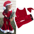 China Supplier Toddler Girl Christmas Outfit Plush Flared Pants Hats Christmas Suit Santa Claus Costume Kids GCRS-010