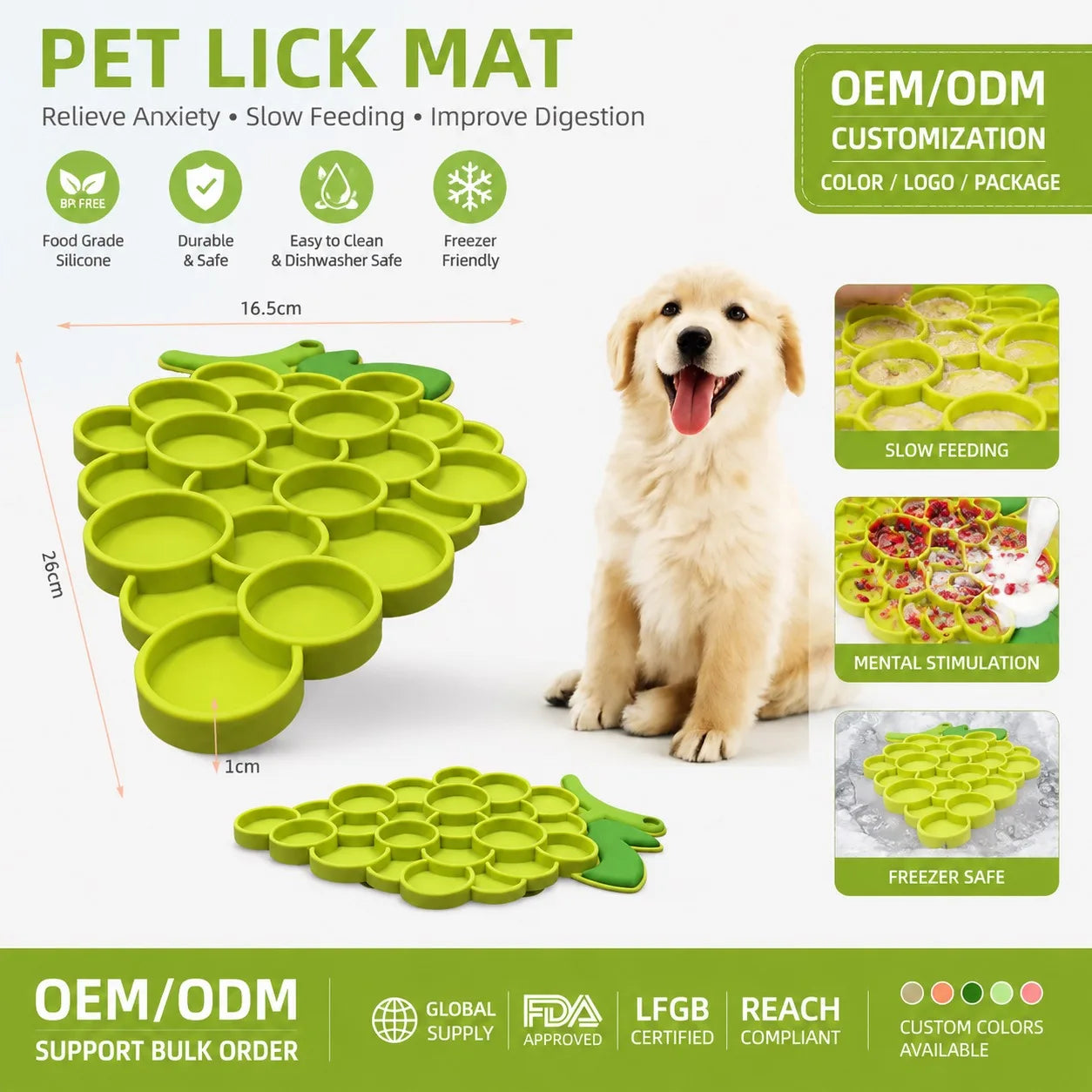 Ship Now Grape Licking Mat Dog Feeder Bowl Dog Silicone Pet Mat Indoor Durable Custom Cats