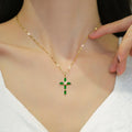 18k Gold Plated Titanium Steel Light Luxury Full Diamonds Cross Crystal Necklace Choker Chain for Women Jewelry Gifts