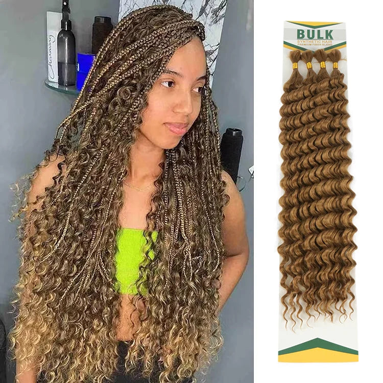 Julianna Wholesale Deep Bulk Curl Pre Style Synthetic Deep Wave Braiding No Weft Bulk Hair Extensions for Boho Box Braid