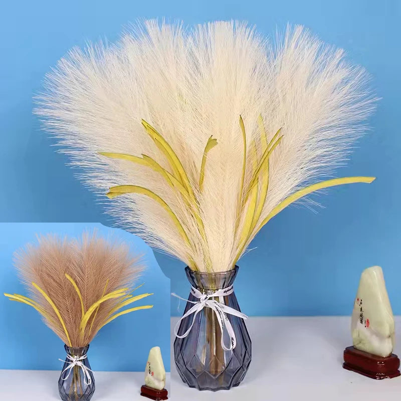 VA1 45cm Popular Synthetic Pompas Reed Grass  Decor Artificial Indoor Flower Small Artifical Faux Cream Arrangement Pampas Grass