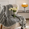 Fresh Color Soft and Skin-friendly Wave Stripe 100% Cotton Knitted Throw Blanket for Sofa Camping QY
