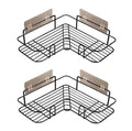 Corner Shelf Rack Adhesive Shower Caddy Without Drilling Stainless Steel Triangle Storage Black for Bathroom and Kitchen