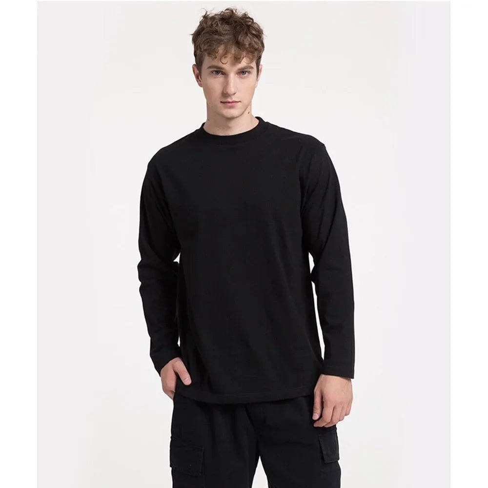 2026 Custom logo Long Sleeve T-shirt for Men High Quality Drop Shoulder Cotton T-shirt Men