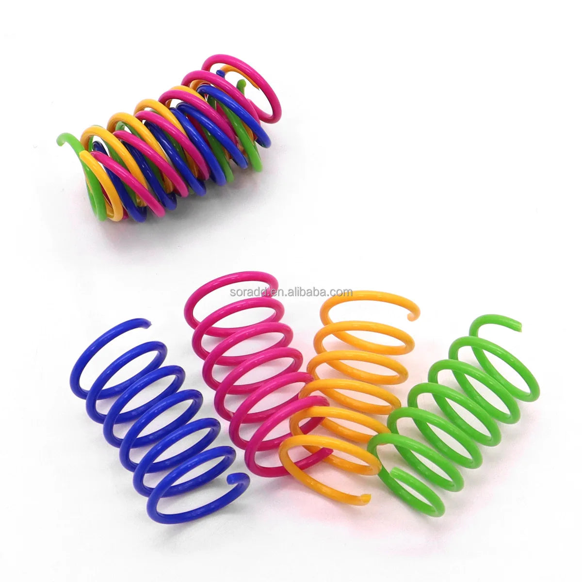2025 Colorful Funny Elastic Jumping Interactive Plastic Cat Toy Spring for Cat Kitten Pets