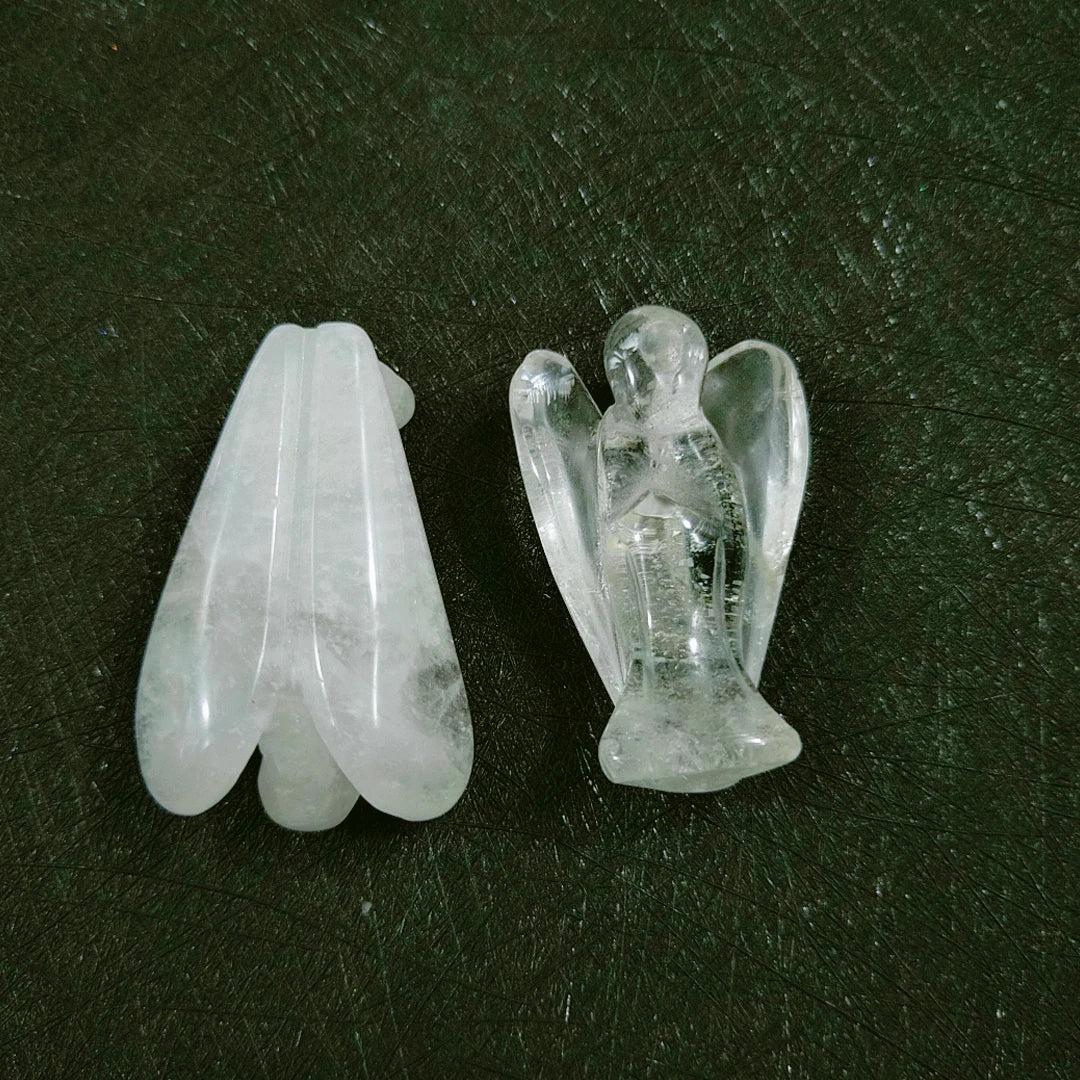 Huiying Clear Quartz 1.5 Inch Natural Angel Animal Carving for Sale Crafts