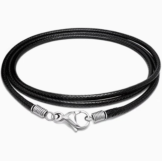 Leather Rope Necklace Suitable for Men & Women - Adjustable 16"-24" Braided Leather Cord with Stainless Steel Clasp N209122