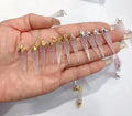 Dainty Children's Classic Pendants Natural Rose Quartz Crystal Healing Chakra Point Pendulum Charms for Making Jewelry