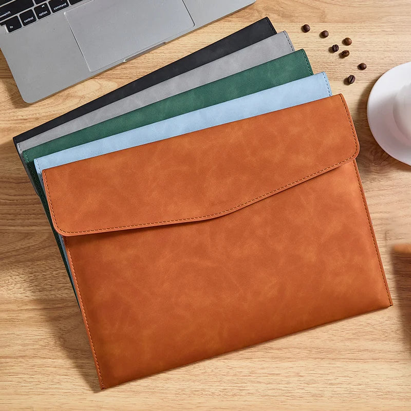 A4 Faux Leather Business Document Bag Envelope A4 Document File Folder Soft PU Leather Envelope File Organizer Portfolio