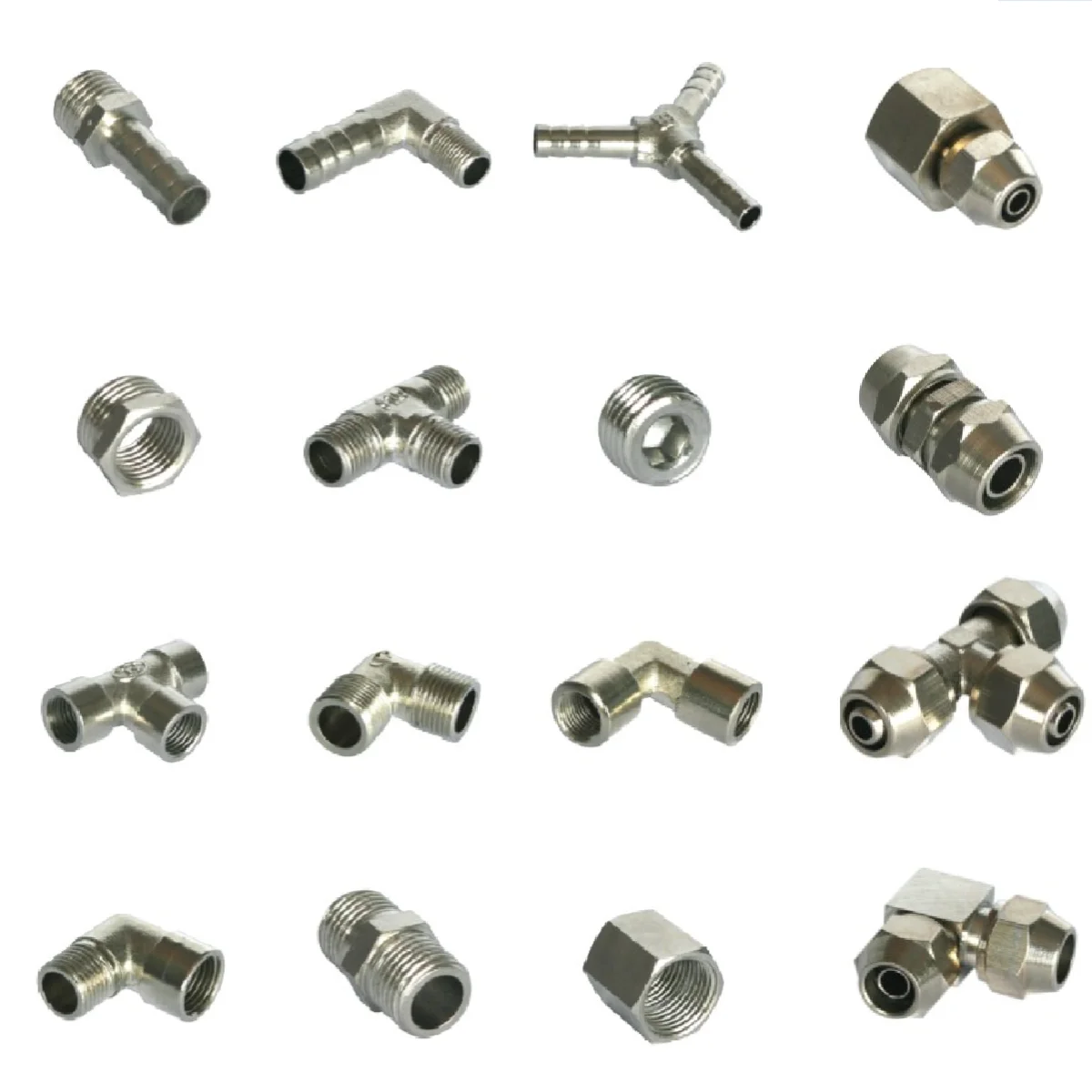 1/8 1/4 3/8 1/2Nickel Plated Brass Union Elbow Tee Union Inner and Outer Filament Water Pipe  Straight  Transitinal Fittings