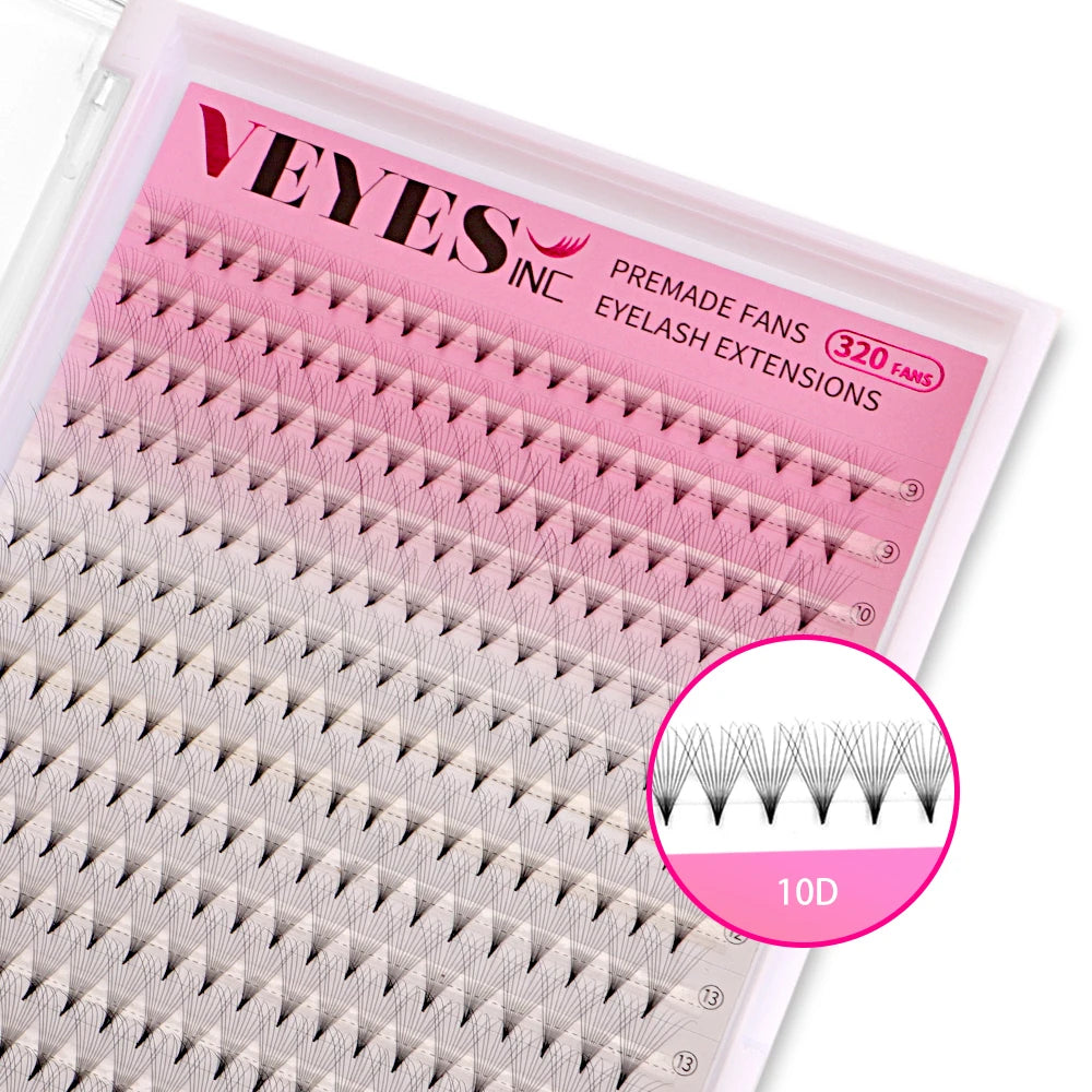 VEYES Inc Premade 3D/4D/5D/W 0.07mm 0.10mm Volume Wispy Eyelashes Pre Fan Made Eyelash Fan Finished Box Cd Curl Fan Eyelashes