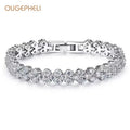 OUGEPHELI Luxury Wholesale Rome CZ Zircon Cubic Zirconia White Gold Plated Brass Fine Fashion Jewelry Charm Bracelets