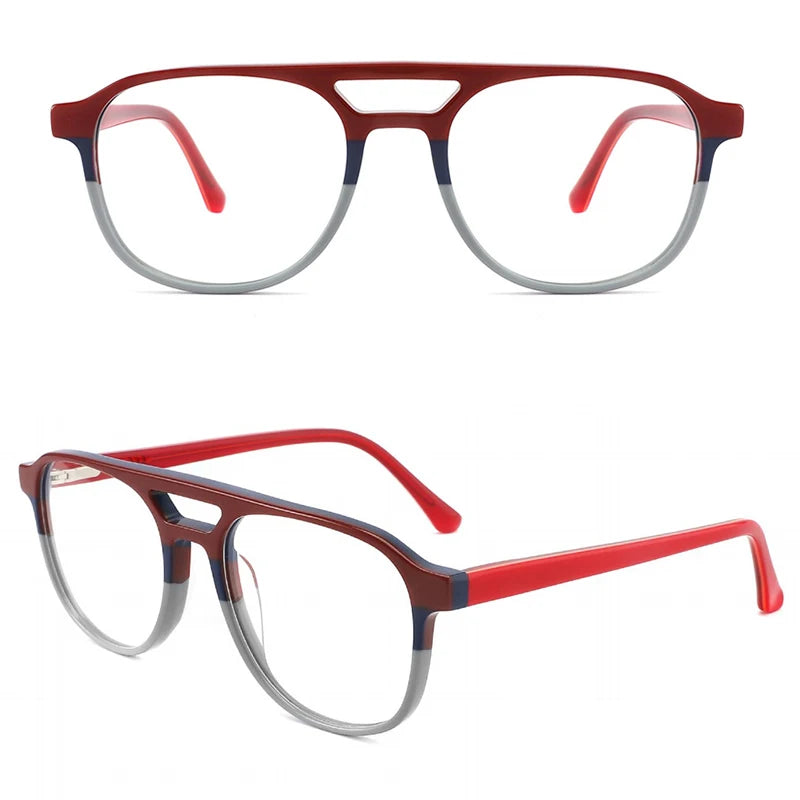 Wholesale Cheaper Price Oversizde Double Beam Acetate Prescription Optical Glasses Women Men 2024 Newest