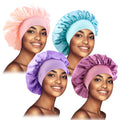 Best Selling 4 Pieces/set Satin Hair Bonnets With Wide Band Stretchy Women Hair Care Sleep Bonnets