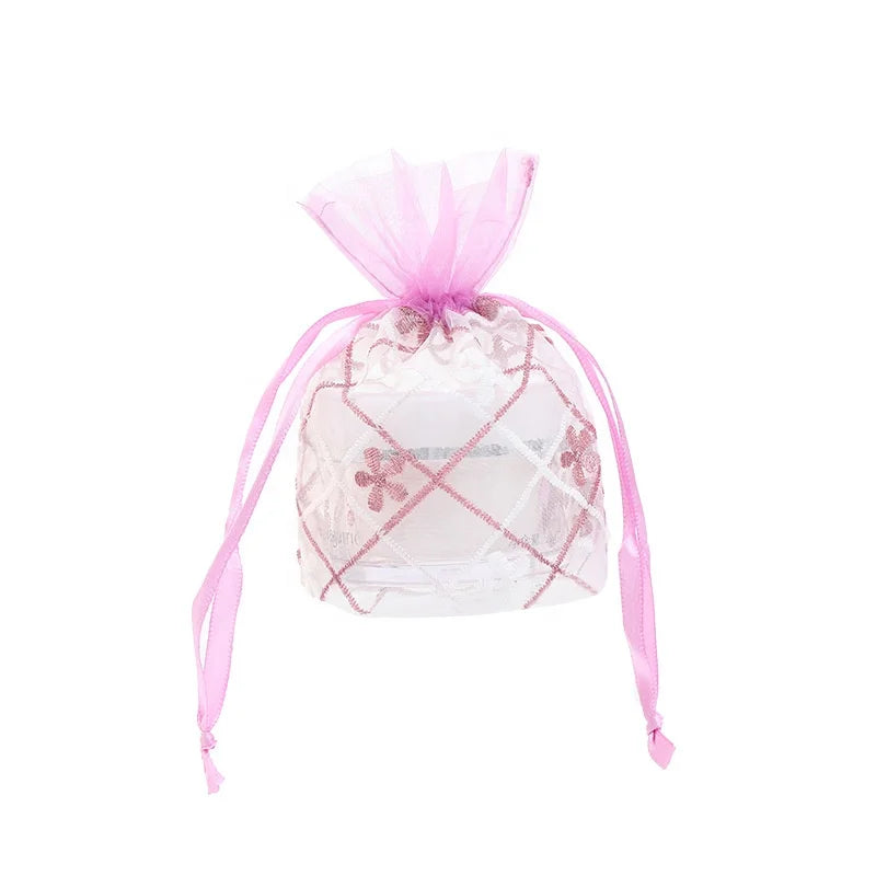Lace Organza Gift Bags Embroidery Drawstring Sachet Bag White Muslin Jewelry Pouch Rustic Wedding Favors Organza Bags 10*14CM