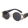 Punk Round Frame Metal Sunglasses Sunflower Laser Decorated Color Sunglasses for Men and Women