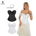 Front 6 Busk Closure Black White Lingerie Women Plus Size Xs-xxl  Victorian Gothic Corset Top With 12 Steel Bone