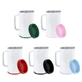 14oz Sublimation Blank Coffee Mug Stainless Steel Vacuum Insulated Tumbler with Handle Colored Plastic Bottom