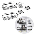 5 Pcs Modern Eco-Friendly Multifunctional No Drill Wall Mounted Black Shower Caddy Stainless Steel Bathroom