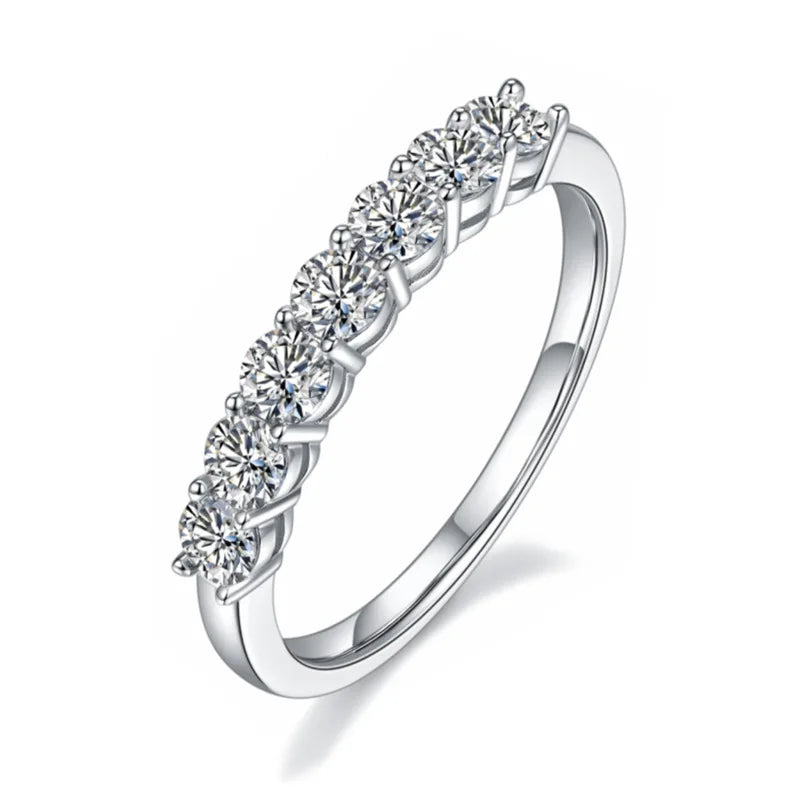 Sterling Silver 925 Moissanite Rings 3mm 7 Stones Diamond Rings Luxury Wedding Rings Jewelry