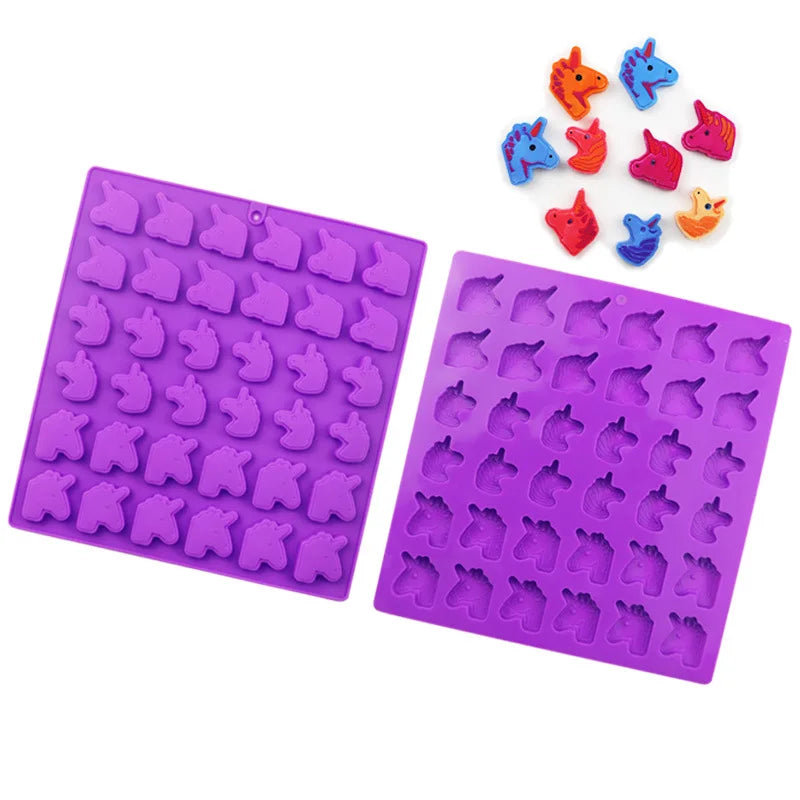 BPA Free  Food Grade Non Stick  36 Holes Mini Unicorn Shape Chocolate  Molds Silicone Ice Cube Molds