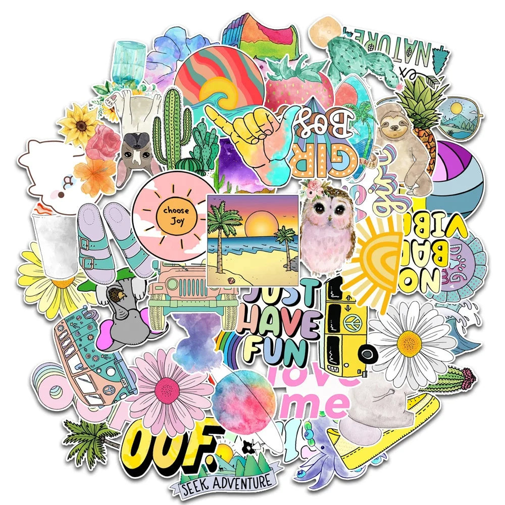 50Pcs VSCO Ins Fresh Style Girl Graffiti Sticker Label Die Cut Stickers