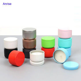 New Round Shape Aluminum Metal Mini Small Sealed Tea Caddy Tin Can Travel Scented Candle Jars Tinplate Box Packaging Box