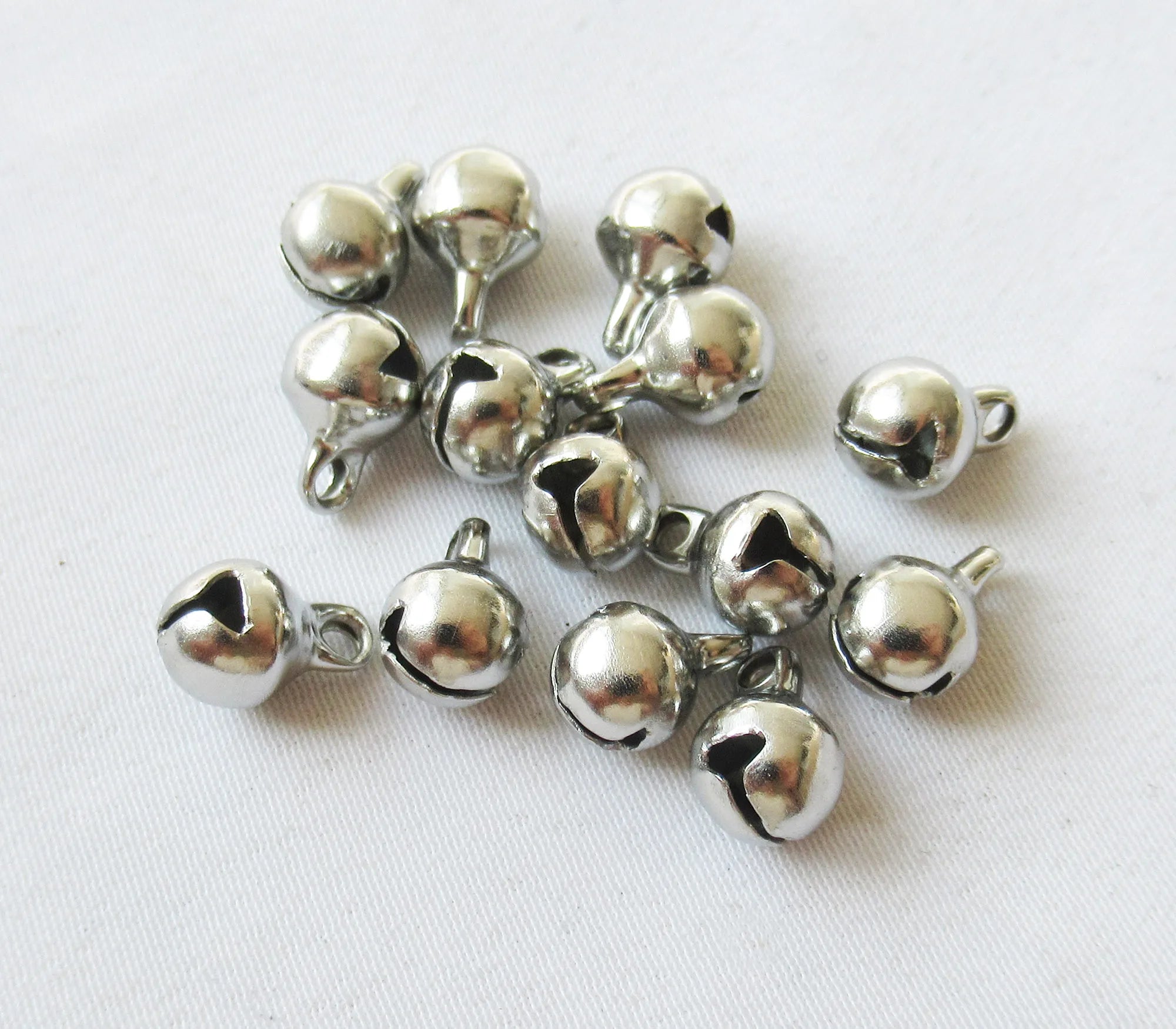 6mm Stainless Steel Jingle Bells End Charms Jewelry Findings Supply