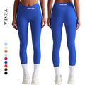 Custom Soft V Cut High Waist Gym Activewear Butt Lifting Running Ribbed Tights Pants Women No T Line Workout Yoga Leggings
