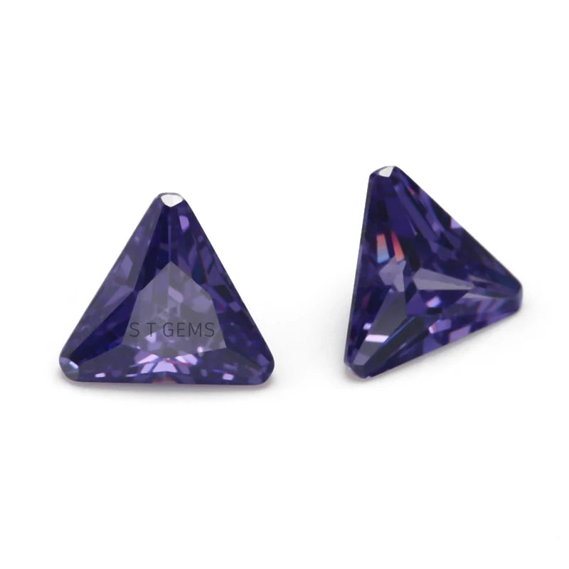 Hand Cut CZ Stone Violet Triangle Cut Cubic Zirconia Diamond for Custom Jewelry
