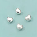 Simple 7mm 925 Sterling Silver Puffed Heart Shaped Spacer Beads for Jewelry Making Loose Beads