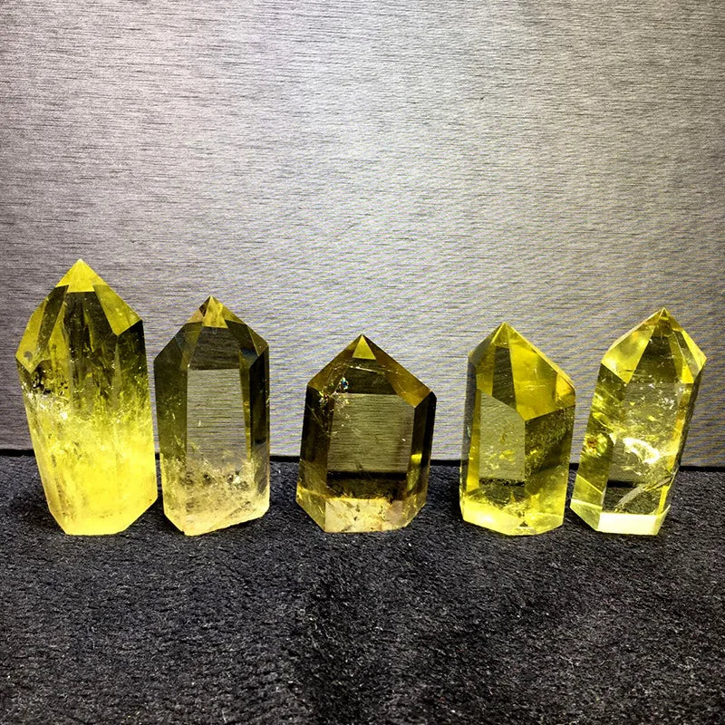 Citrine Crystal Wand Eco-friendly Home Decoration Polished Faceted Prism Hexagonal Pointed Stone Natural Healing Love Feng Shui