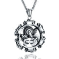 Vintage Steampunk Stainless Steel Geometric Gear Cross Chain Pendant Necklace Punk Gothic Fashion for Men and Women for Parties