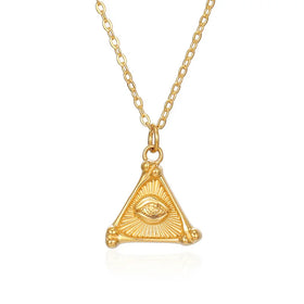 Fashion Unisex Jewelry Eye of Horus Necklace Gold Plated Eye Triangle Pendant Necklace