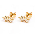 Milskye Cute 925 Silver Gold Plated 18k Eternal Lotus Marquise Crystal Stud Earrings