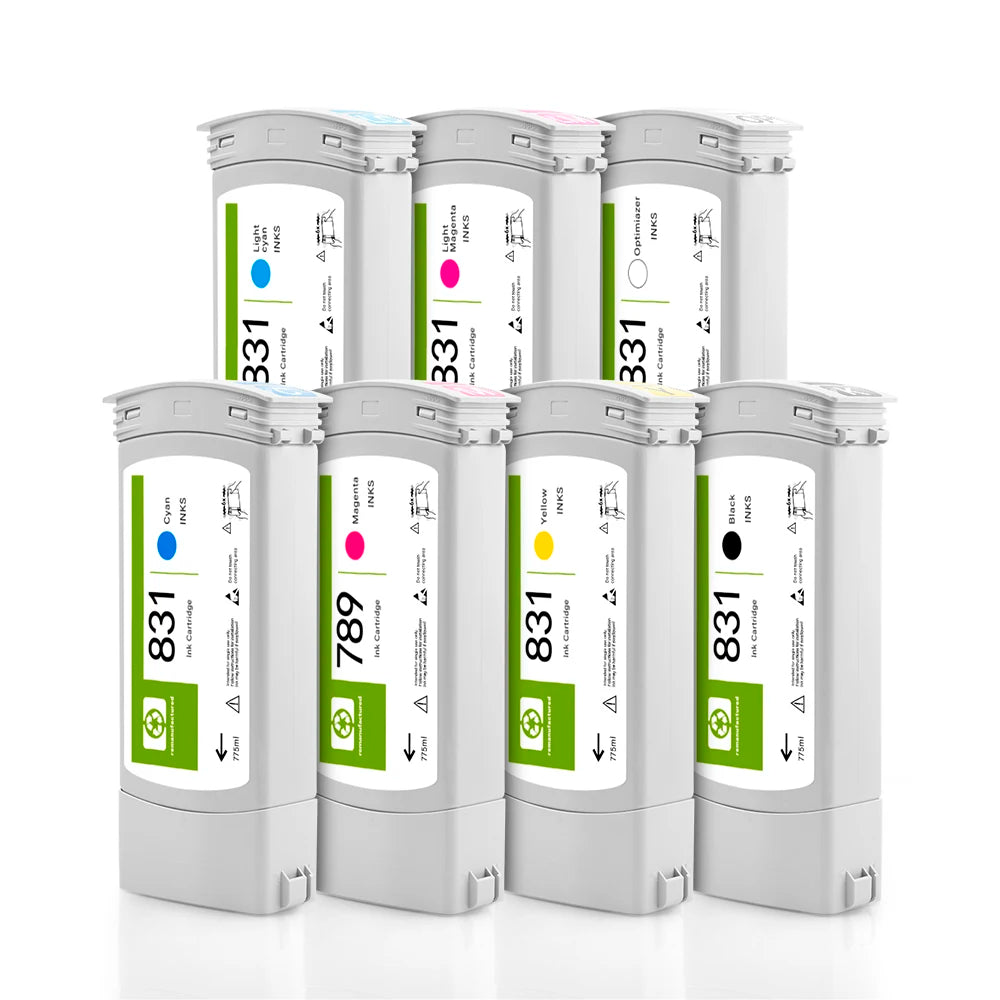 Ocbestjet 7-Piece Remanufacture for Ink Cartridges 775ML 831 for HP Latex 300 310 330 360 335 Printers for Various HP Models