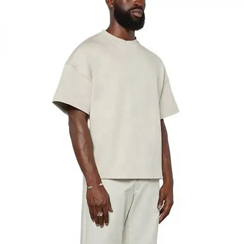 Custom Logo High Quality 300 GSM Heavy Weight Box Fit 100% Cotton Drop Shoulder Oversized Cropped Boxy T Shirts for Men
