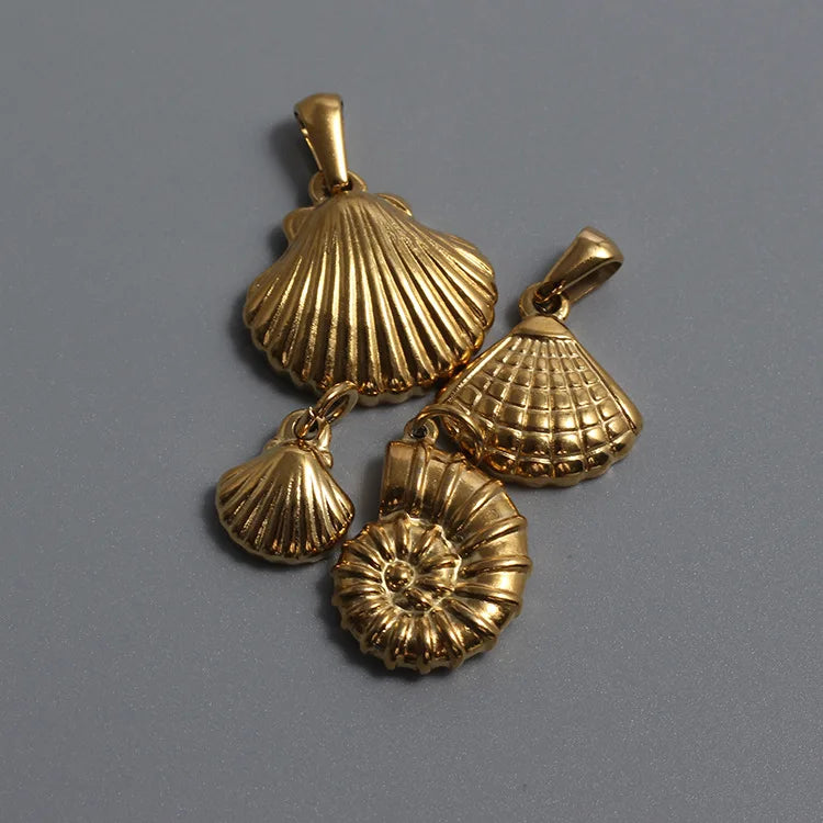 18K Gold Plated Stainless Steel Shell Conch Scallop Charms Pendants for Jewelry Making