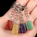 Natural Crystal Rainbow Gem Stone Irregular Crystal Minerals 16mm Rectangle Cube Crystal Keychains for DIY Gem Bag Pendant