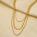 Stock Three Layer Snake Chain Necklace Jewelry Unisex Stainless Steel 18K PVD Gold Plated No Fade Anniversary Wholesale