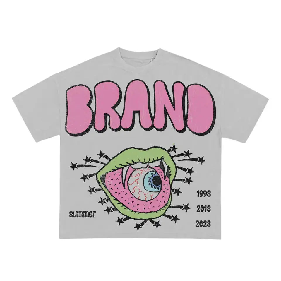 High Quality Men's Oversized Crew Neck T-Shirt 100% Cotton Street Wear With Custom Graphic Vintage DTG Print Hip Hop Style Top