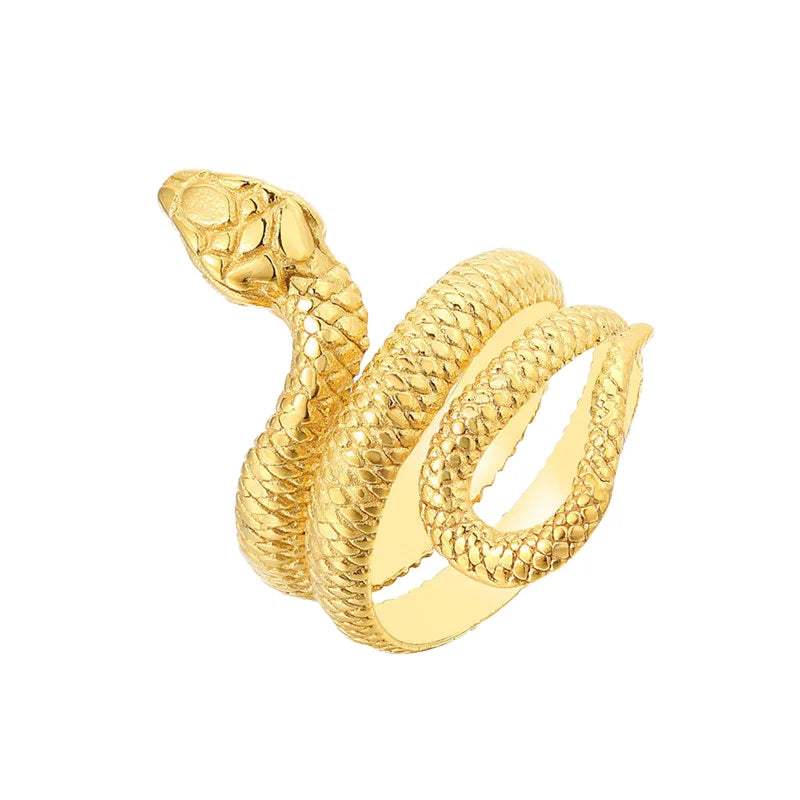 Plated 18k Gold Vintage Snake Design Shape Ring Stainless Steel Snake Ring