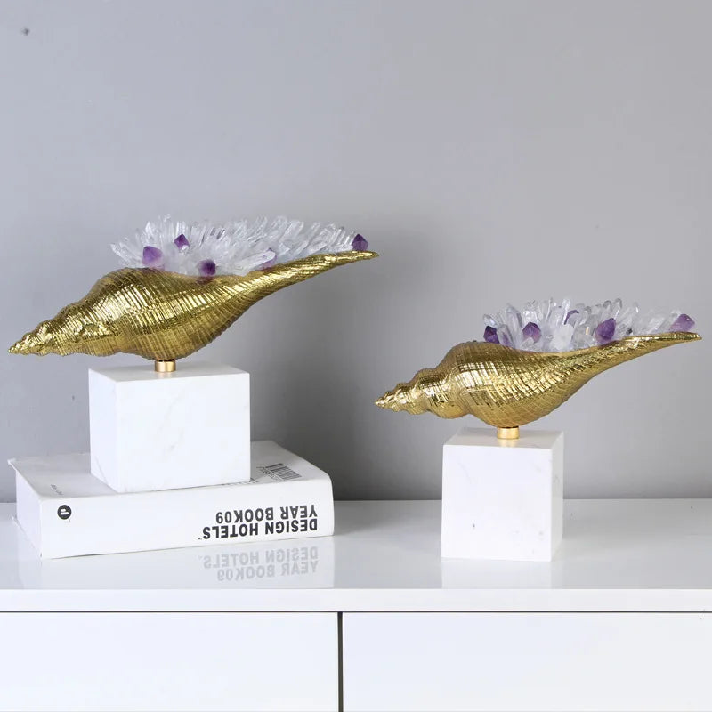 Light Luxury Crystal Ornaments Conch Copper Ornaments Living Room Wine Cabinet Porch Office Home Decorations