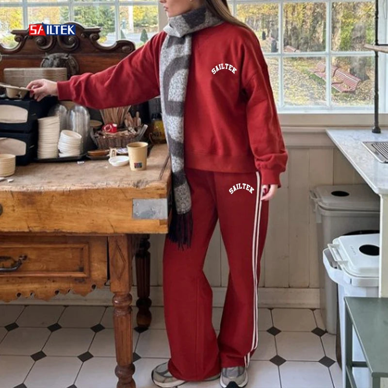 Wholesale Winter Clothes for Women Women's Sets Casual Style Custom Two Piece Set Knitted Soft Sweatshirt and Sweatpants Set