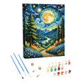 Van Gogh Painting by Number Kit Starry Sky Moon Abstract Digital Oil Painting Artwork 24 Colors
