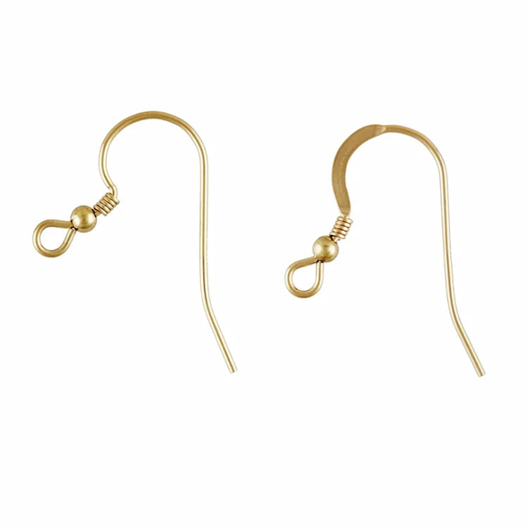Real Gold Filled S Shape Ear Hooks With 2mm Bead Gold Ear Hooks Jewelry Findings & Components