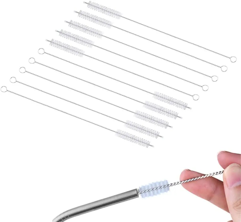 Stainless Steel & Nylon Drinking Straw Cleaner with Eco-Friendly Nylon Brush for Baby Bottles and Straws